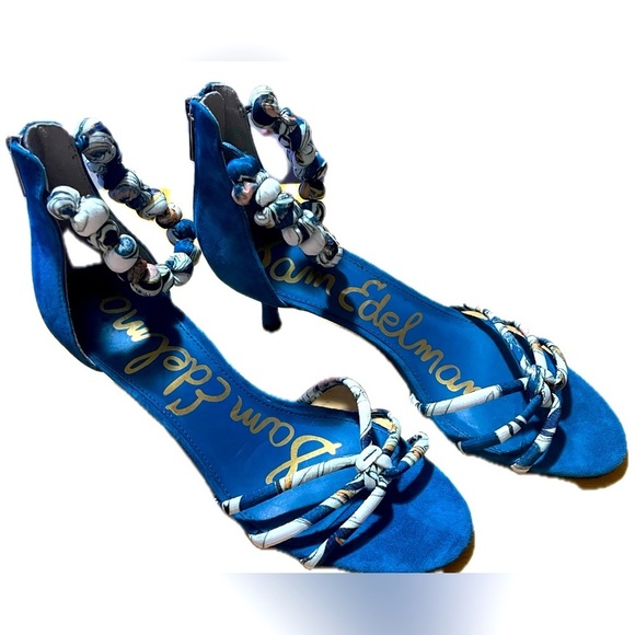 Sam Edelman Woman's Blue Jayde Kitten Heel Sandals 7.5M - Picture 11 of 13